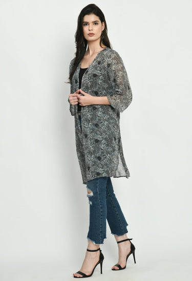 Floral Printed Georgette Shrug - RueCollections